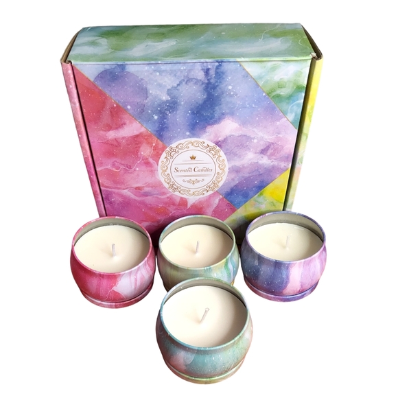 4 Pc. Decorative Scented Gift Box Ready Candle Set With Decorative Holders NWT - Picture 7 of 8